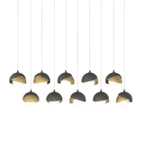 Hubbardton Forge 2022 Natural Iron Modern Brass Opal Glass (GG) Long Brooklyn 10-Light Double Shade Pendant