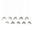 Hubbardton Forge 2022 Vintage Platinum White Opal Glass (GG) Long Brooklyn 10-Light Double Shade Pendant