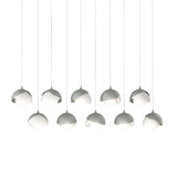 Hubbardton Forge 2022 Vintage Platinum White Opal Glass (GG) Long Brooklyn 10-Light Double Shade Pendant