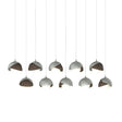 Hubbardton Forge 2022 Vintage Platinum Bronze Opal Glass (GG) Long Brooklyn 10-Light Double Shade Pendant