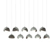 Hubbardton Forge 2022 Vintage Platinum Dark Smoke Opal Glass (GG) Long Brooklyn 10-Light Double Shade Pendant