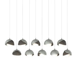 Hubbardton Forge 2022 Vintage Platinum Dark Smoke Opal Glass (GG) Long Brooklyn 10-Light Double Shade Pendant