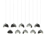 Hubbardton Forge 2022 Vintage Platinum Black Opal Glass (GG) Long Brooklyn 10-Light Double Shade Pendant