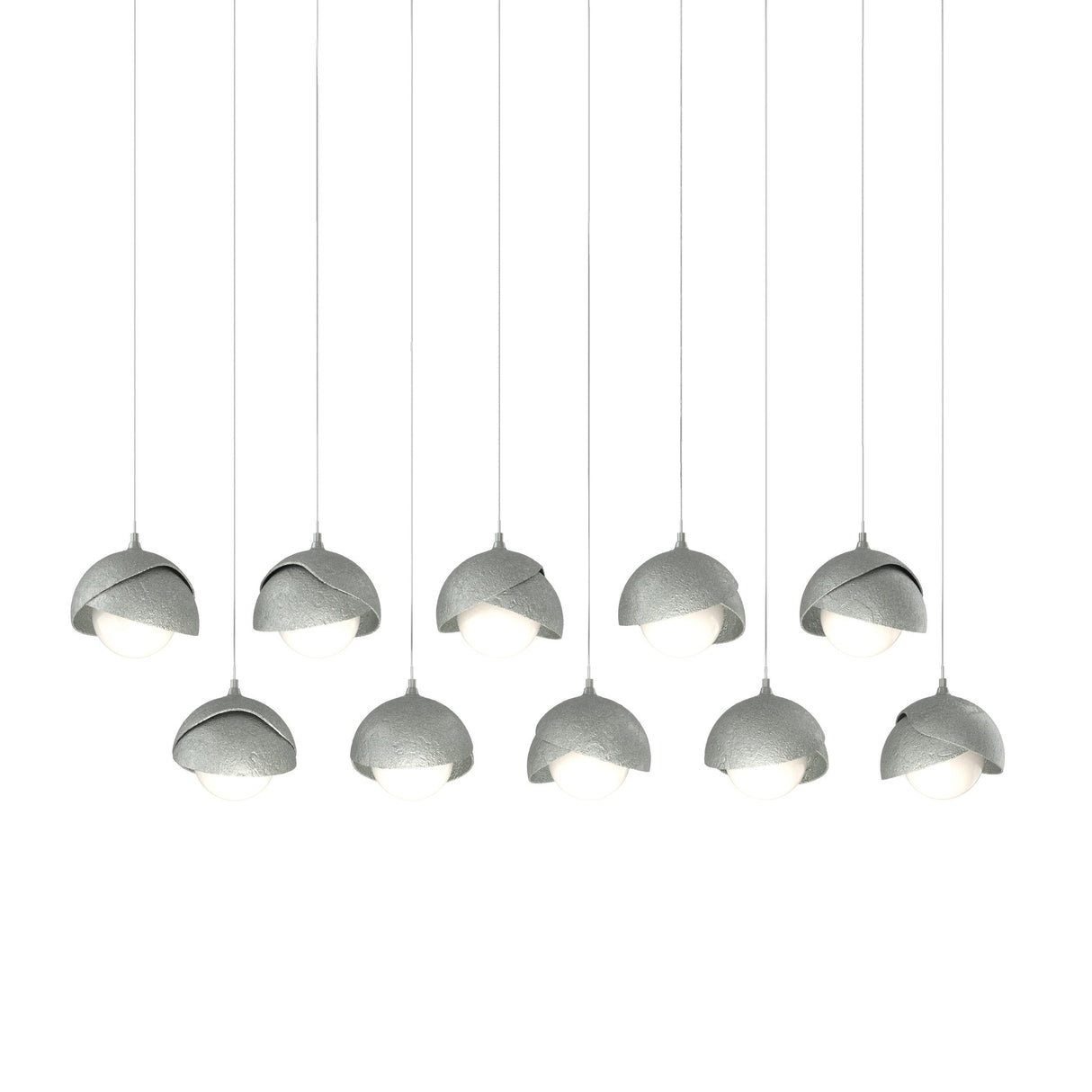 Hubbardton Forge 2022 Vintage Platinum Vintage Platinum Opal Glass (GG) Long Brooklyn 10-Light Double Shade Pendant