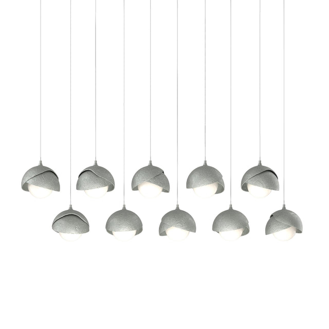 Hubbardton Forge 2022 Vintage Platinum Vintage Platinum Opal Glass (GG) Long Brooklyn 10-Light Double Shade Pendant