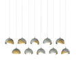 Hubbardton Forge 2022 Vintage Platinum Modern Brass Opal Glass (GG) Long Brooklyn 10-Light Double Shade Pendant
