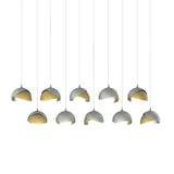 Hubbardton Forge 2022 Vintage Platinum Modern Brass Opal Glass (GG) Long Brooklyn 10-Light Double Shade Pendant