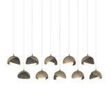 Hubbardton Forge 2022 Soft Gold Dark Smoke Opal Glass (GG) Long Brooklyn 10-Light Double Shade Pendant
