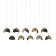 Hubbardton Forge 2022 Soft Gold Black Opal Glass (GG) Long Brooklyn 10-Light Double Shade Pendant