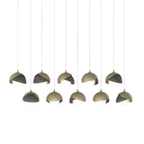 Hubbardton Forge 2022 Soft Gold Natural Iron Opal Glass (GG) Long Brooklyn 10-Light Double Shade Pendant