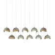 Hubbardton Forge 2022 Sterling Soft Gold Opal Glass (GG) Long Brooklyn 10-Light Double Shade Pendant