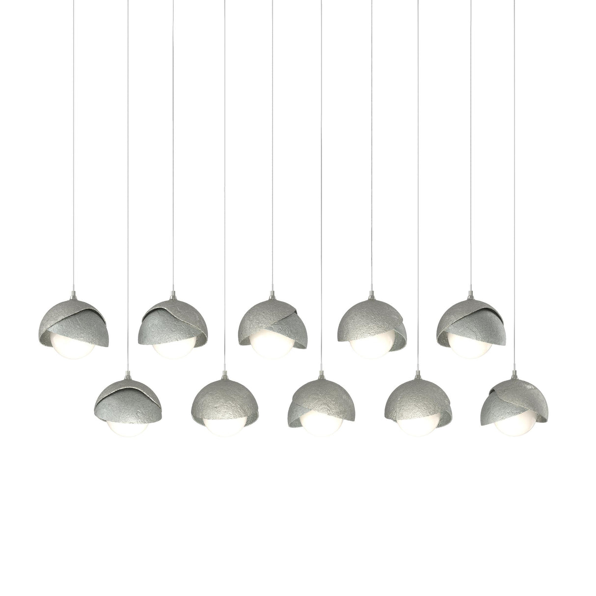 Hubbardton Forge 2022 Sterling Vintage Platinum Opal Glass (GG) Long Brooklyn 10-Light Double Shade Pendant