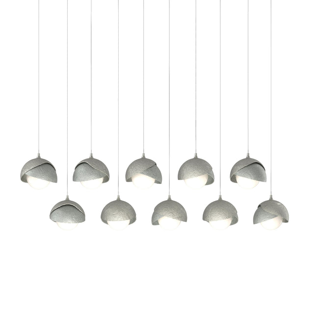 Hubbardton Forge 2022 Sterling Vintage Platinum Opal Glass (GG) Long Brooklyn 10-Light Double Shade Pendant