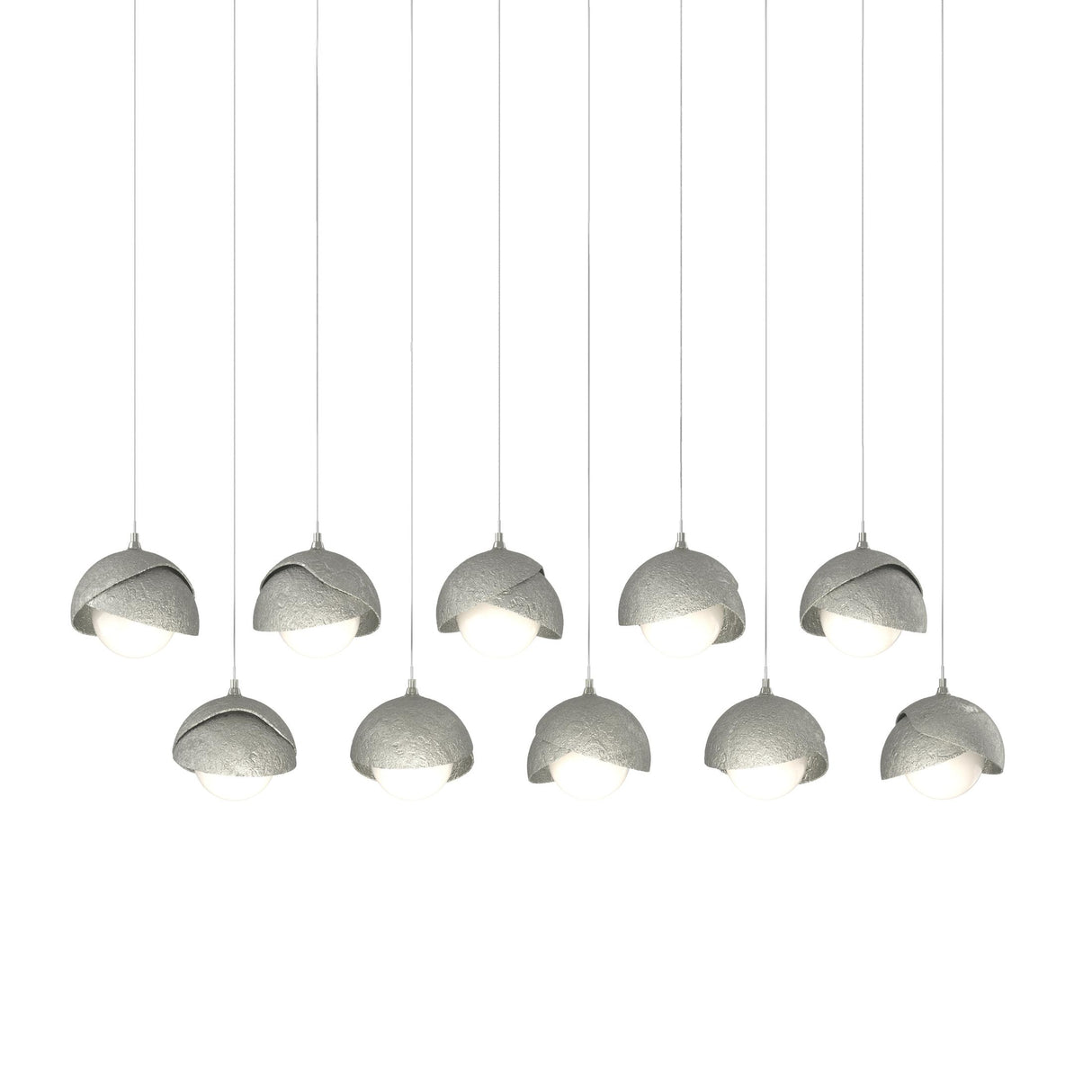 Hubbardton Forge 2022 Sterling Sterling Opal Glass (GG) Long Brooklyn 10-Light Double Shade Pendant