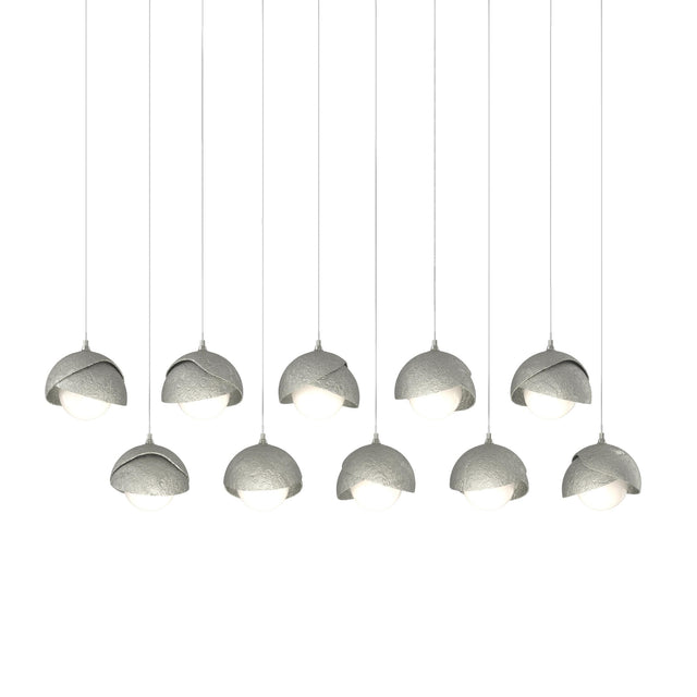 Hubbardton Forge 2022 Sterling Sterling Opal Glass (GG) Long Brooklyn 10-Light Double Shade Pendant