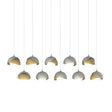 Hubbardton Forge 2022 Sterling Modern Brass Opal Glass (GG) Long Brooklyn 10-Light Double Shade Pendant