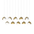 Hubbardton Forge 2022 Modern Brass White Opal Glass (GG) Long Brooklyn 10-Light Double Shade Pendant