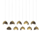Hubbardton Forge 2022 Modern Brass Bronze Opal Glass (GG) Long Brooklyn 10-Light Double Shade Pendant