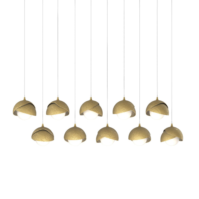 Hubbardton Forge 2022 Modern Brass Modern Brass Opal Glass (GG) Long Brooklyn 10-Light Double Shade Pendant