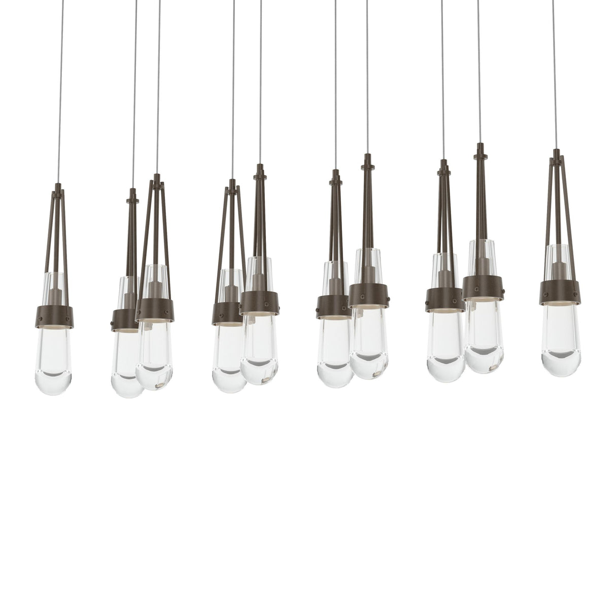 Hubbardton Forge 2022 Bronze Clear Glass (ZM) Long Link 10-Light Clear Glass Pendant