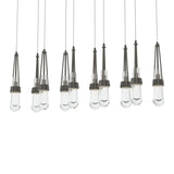 Hubbardton Forge 2022 Dark Smoke Clear Glass (ZM) Long Link 10-Light Clear Glass Pendant