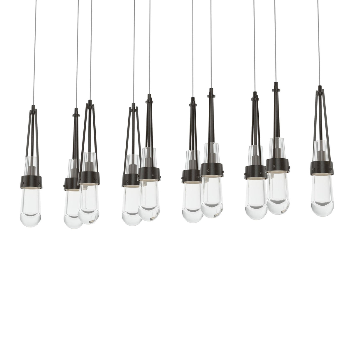 Hubbardton Forge 2022 Oil Rubbed Bronze Clear Glass (ZM) Long Link 10-Light Clear Glass Pendant