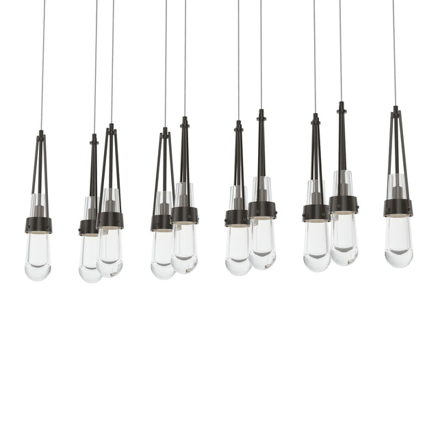 Hubbardton Forge 2022 Oil Rubbed Bronze Clear Glass (ZM) Long Link 10-Light Clear Glass Pendant
