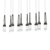 Hubbardton Forge 2022 Natural Iron Clear Glass (ZM) Long Link 10-Light Clear Glass Pendant