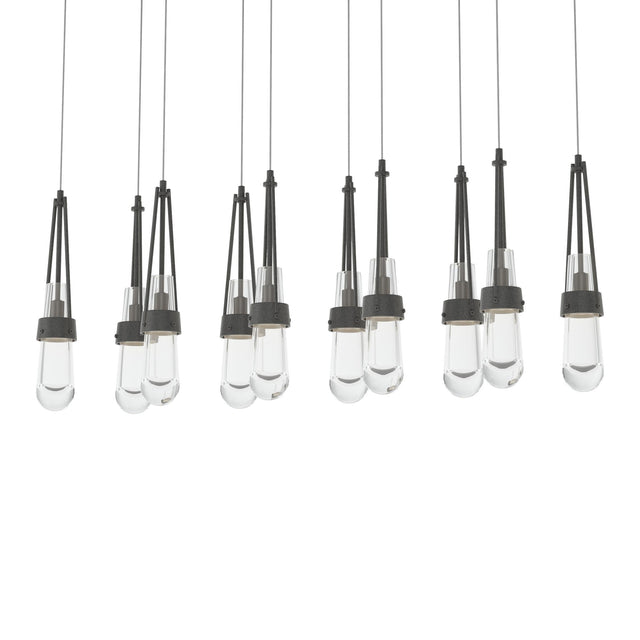 Hubbardton Forge 2022 Natural Iron Clear Glass (ZM) Long Link 10-Light Clear Glass Pendant