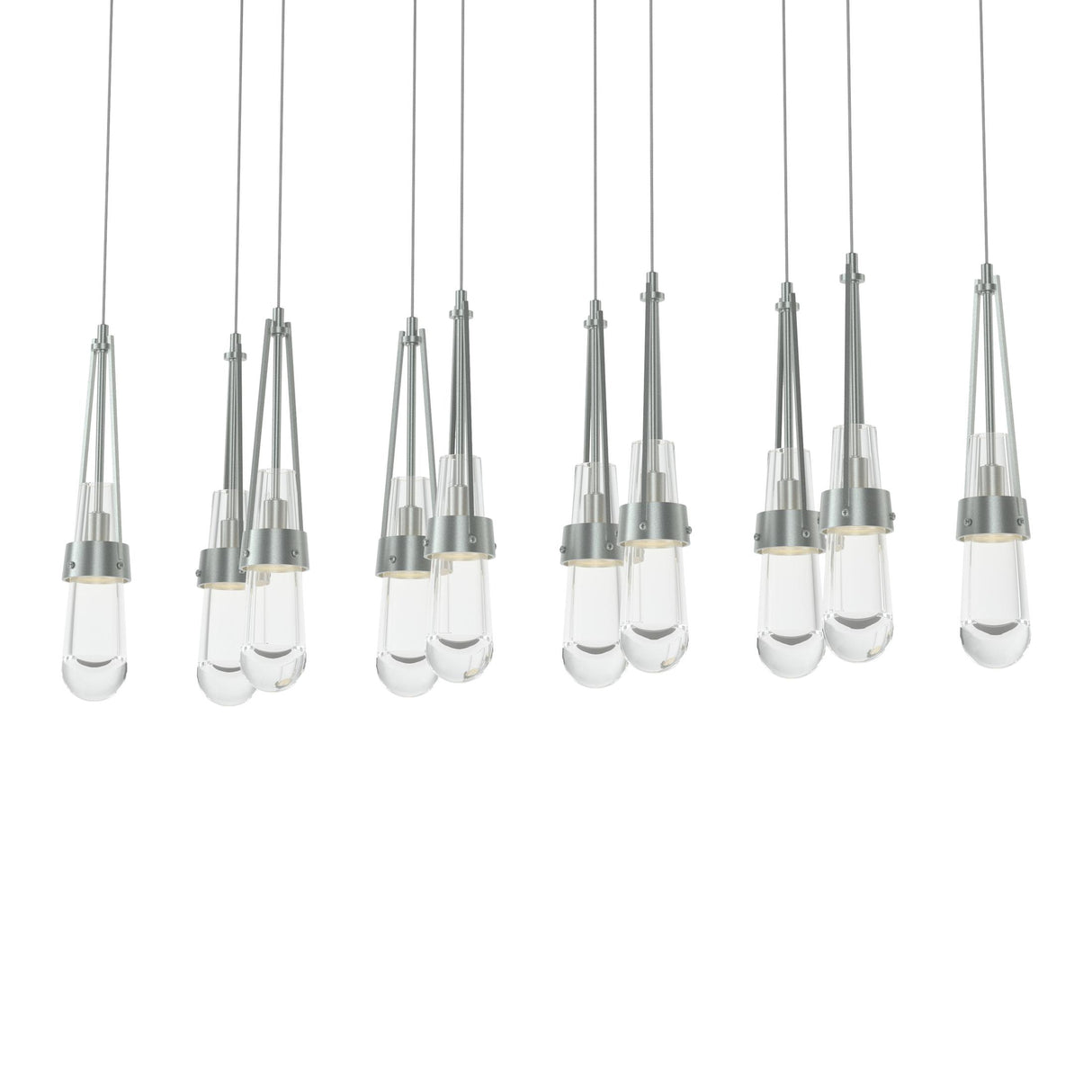 Hubbardton Forge 2022 Vintage Platinum Clear Glass (ZM) Long Link 10-Light Clear Glass Pendant