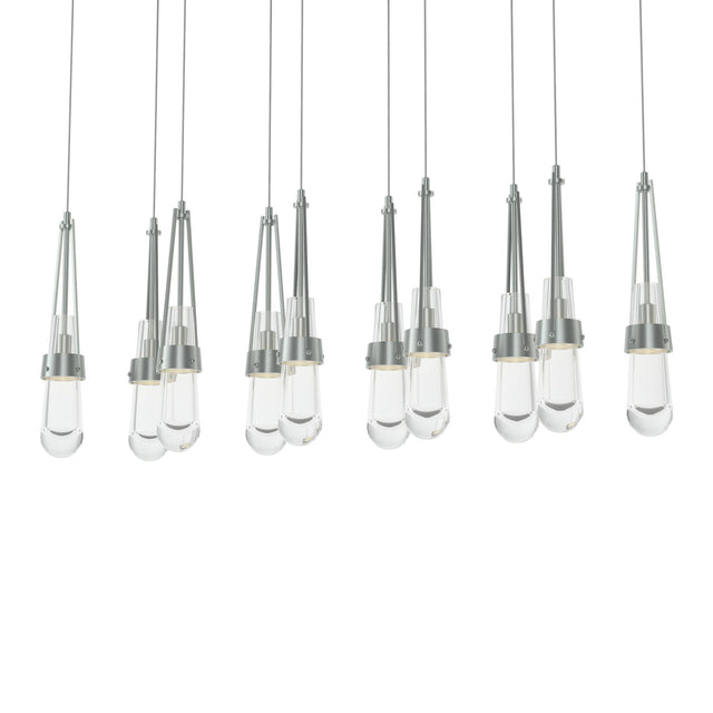 Hubbardton Forge 2022 Vintage Platinum Clear Glass (ZM) Long Link 10-Light Clear Glass Pendant