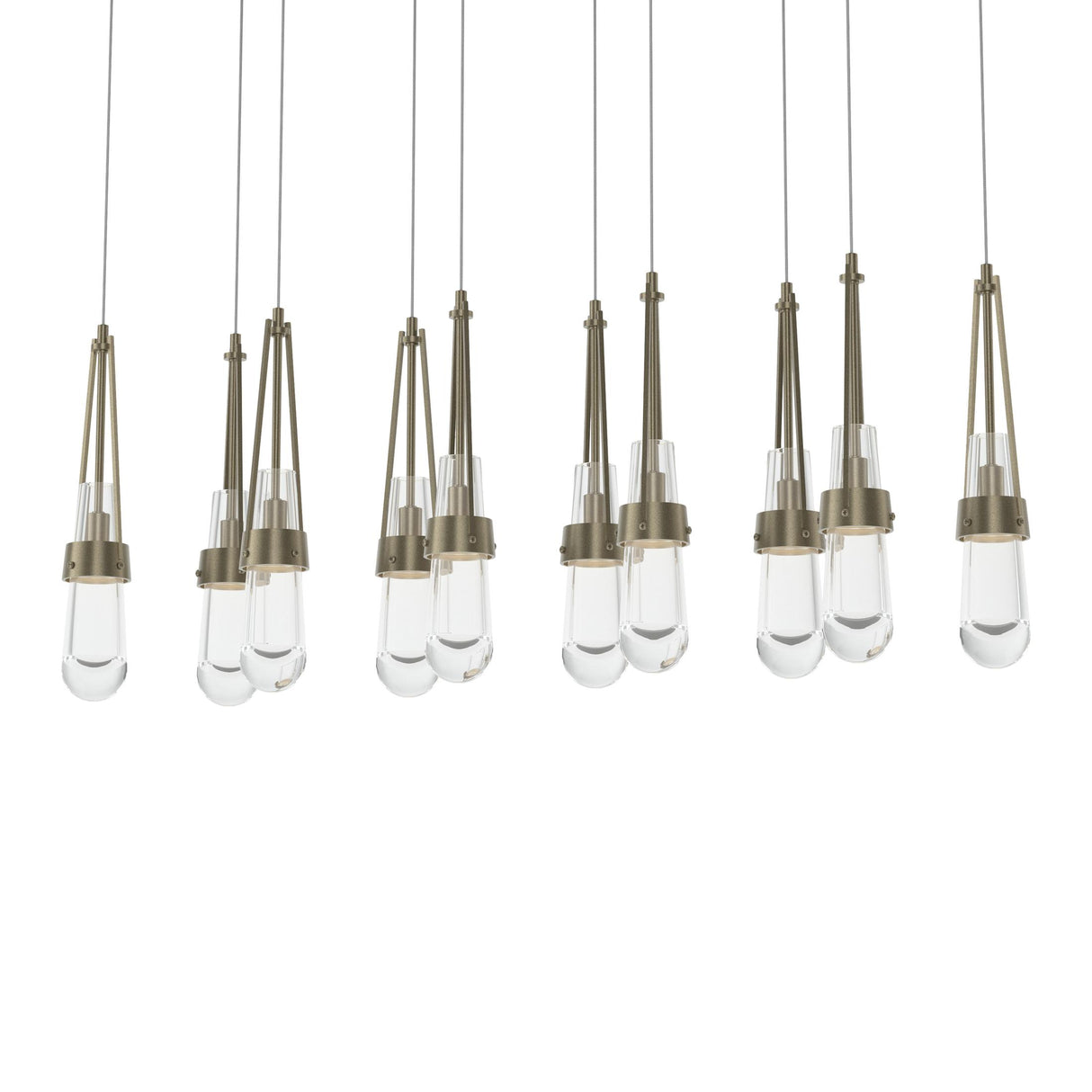 Hubbardton Forge 2022 Soft Gold Clear Glass (ZM) Long Link 10-Light Clear Glass Pendant