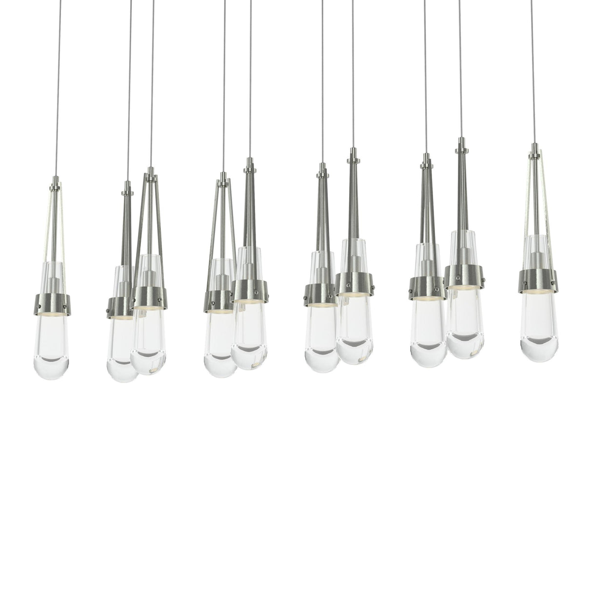 Hubbardton Forge 2022 Sterling Clear Glass (ZM) Long Link 10-Light Clear Glass Pendant