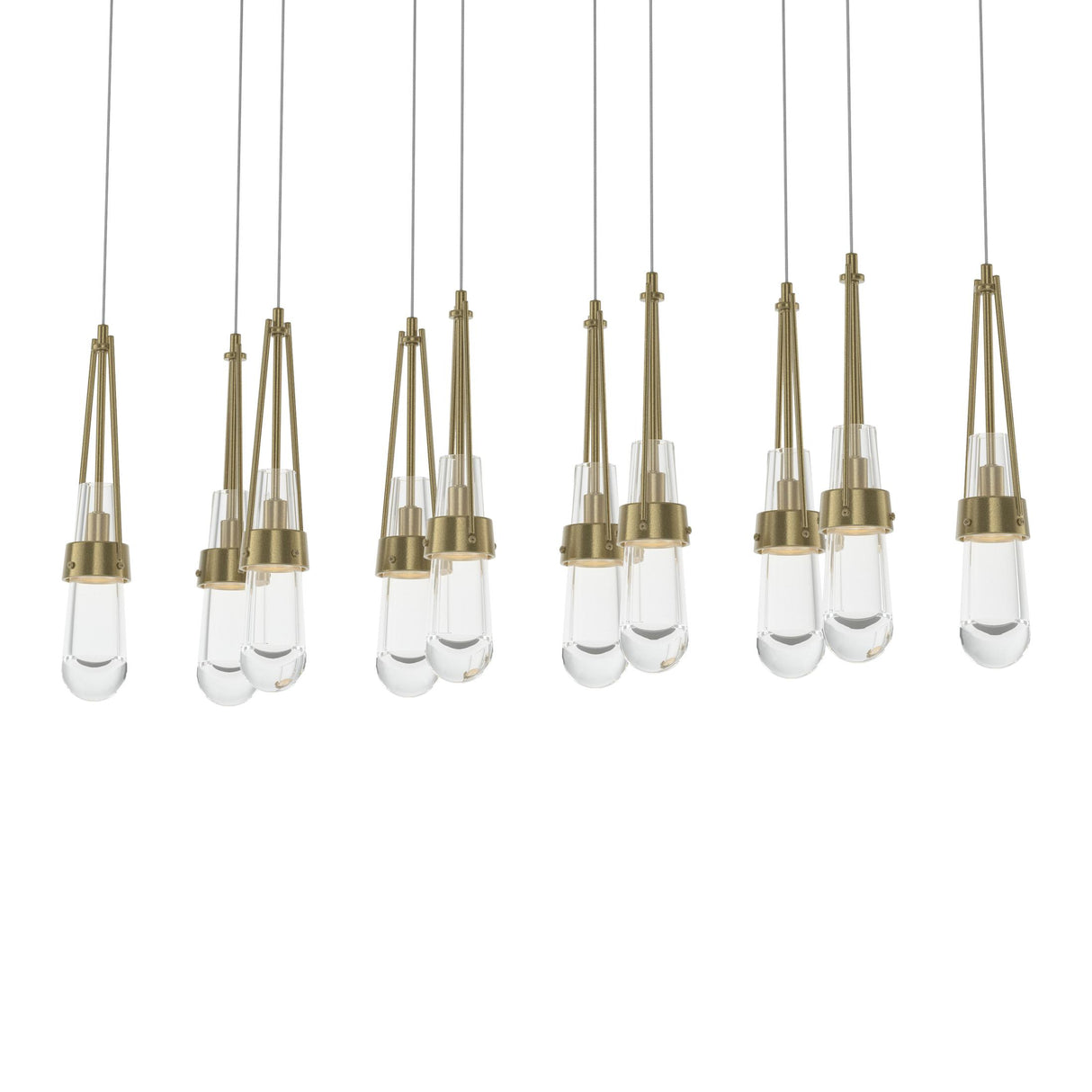 Hubbardton Forge 2022 Modern Brass Clear Glass (ZM) Long Link 10-Light Clear Glass Pendant