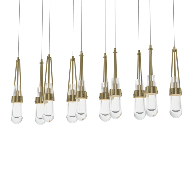 Hubbardton Forge 2022 Modern Brass Clear Glass (ZM) Long Link 10-Light Clear Glass Pendant