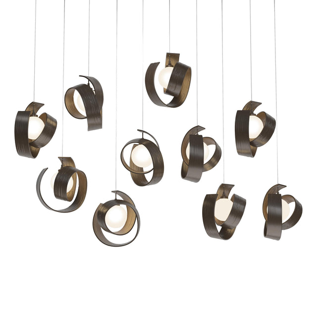 Hubbardton Forge 2023 Bronze Opal Glass (GG) Long Riza 10-Light Pendant