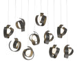 Hubbardton Forge 2023 Dark Smoke Opal Glass (GG) Long Riza 10-Light Pendant