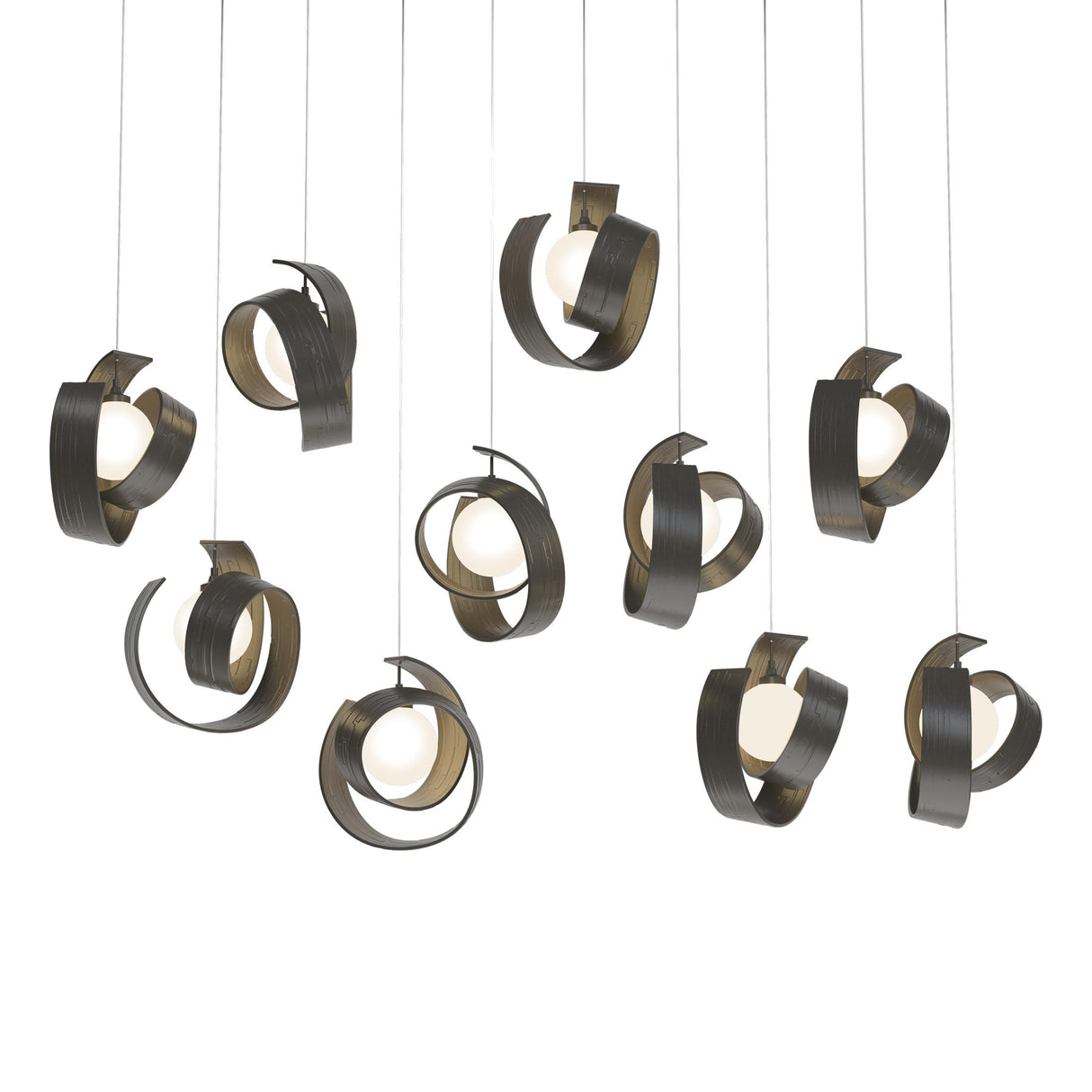 Hubbardton Forge 2023 Dark Smoke Opal Glass (GG) Long Riza 10-Light Pendant