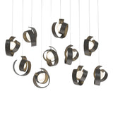 Hubbardton Forge 2023 Dark Smoke Opal Glass (GG) Long Riza 10-Light Pendant