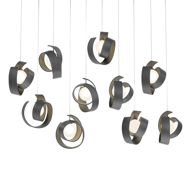 Hubbardton Forge 2023 Natural Iron Opal Glass (GG) Long Riza 10-Light Pendant