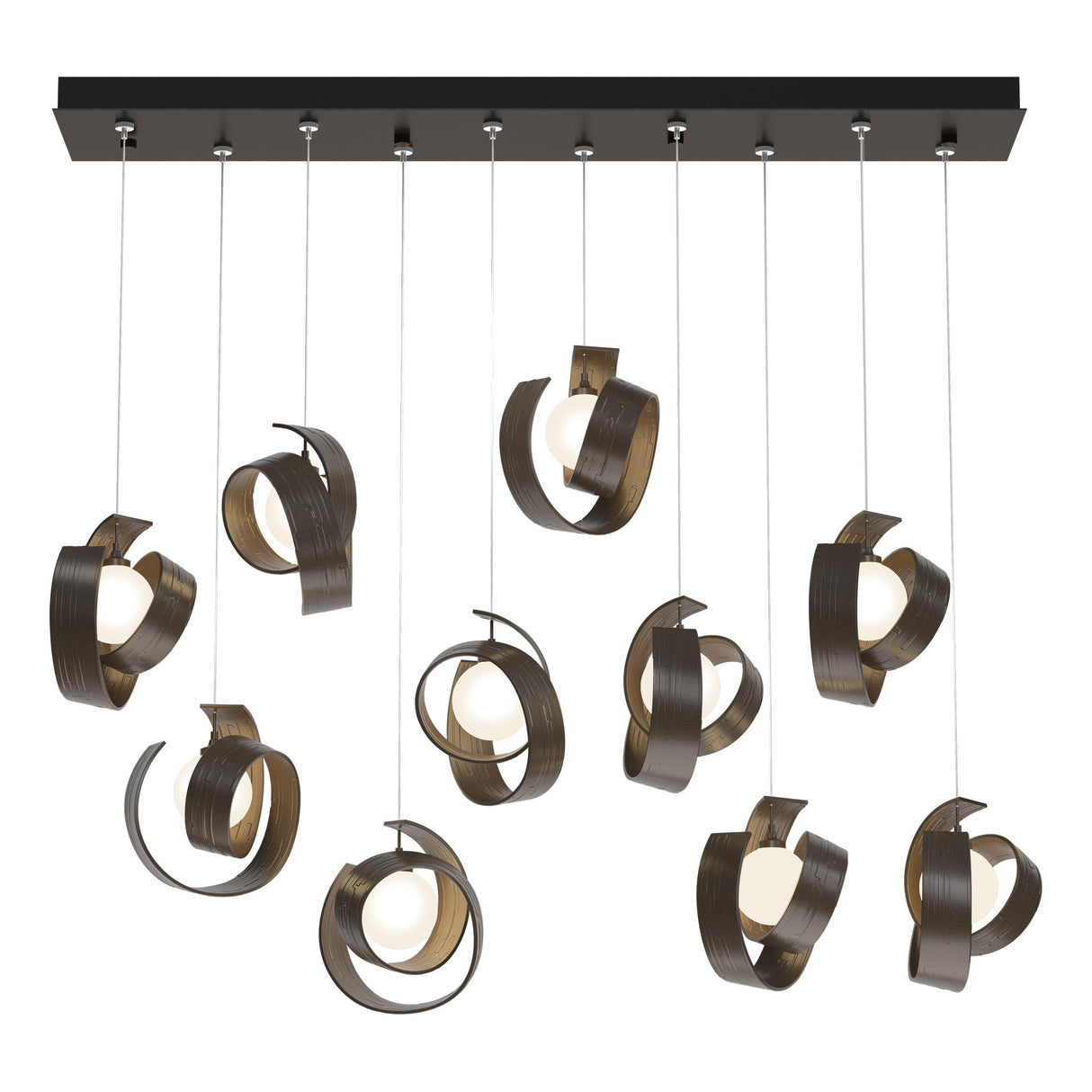 Hubbardton Forge 2023 Bronze Opal Glass (GG) Standard Riza 10-Light Pendant
