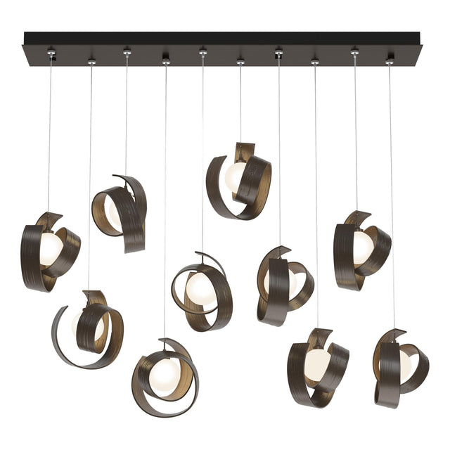 Hubbardton Forge 2023 Bronze Opal Glass (GG) Standard Riza 10-Light Pendant