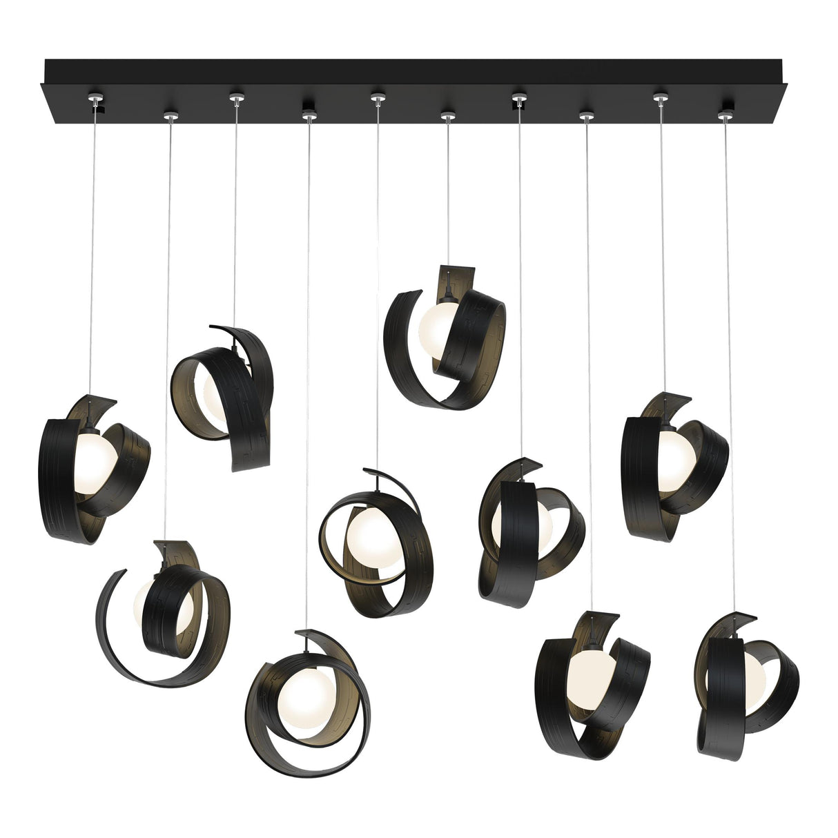 Hubbardton Forge 2023 Black Opal Glass (GG) Standard Riza 10-Light Pendant