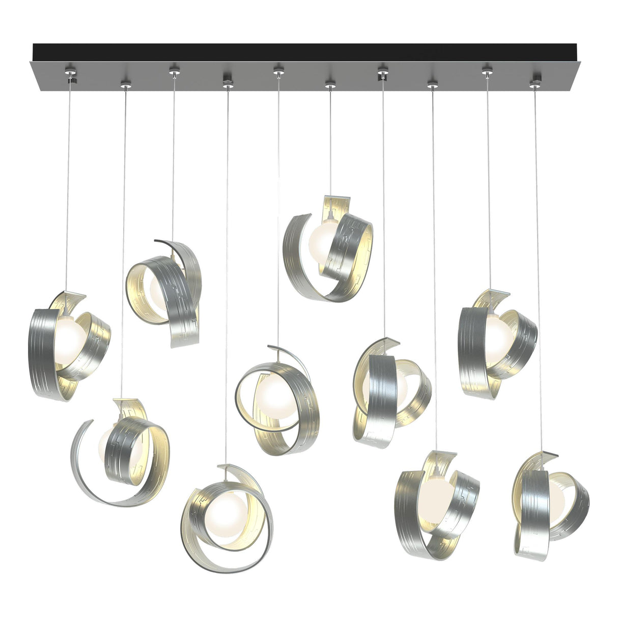 Hubbardton Forge 2023 Vintage Platinum Opal Glass (GG) Standard Riza 10-Light Pendant