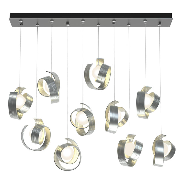 Hubbardton Forge 2023 Vintage Platinum Opal Glass (GG) Standard Riza 10-Light Pendant