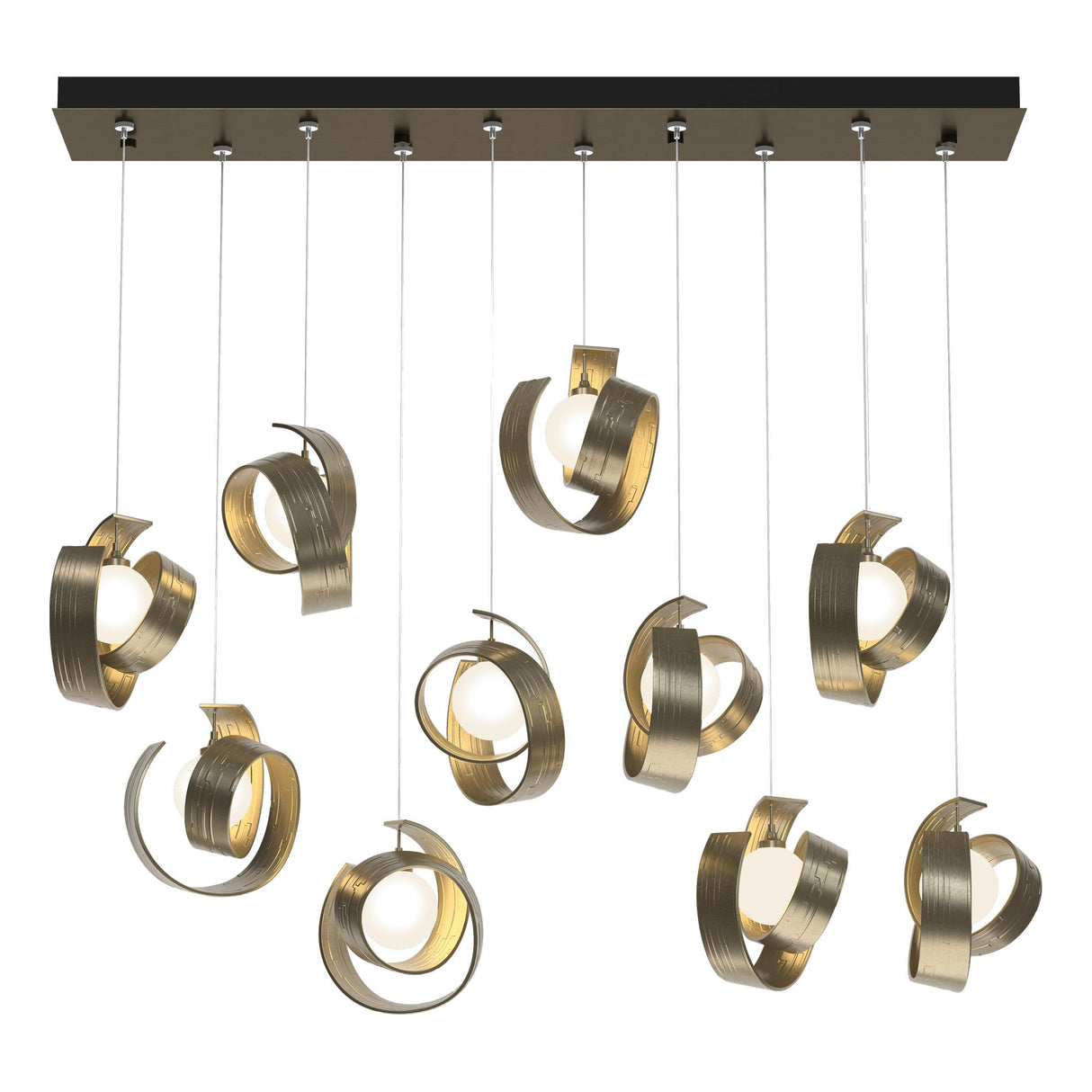 Hubbardton Forge 2023 Soft Gold Opal Glass (GG) Standard Riza 10-Light Pendant