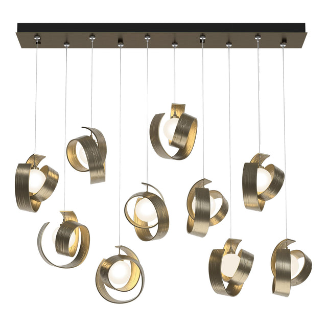Hubbardton Forge 2023 Soft Gold Opal Glass (GG) Standard Riza 10-Light Pendant