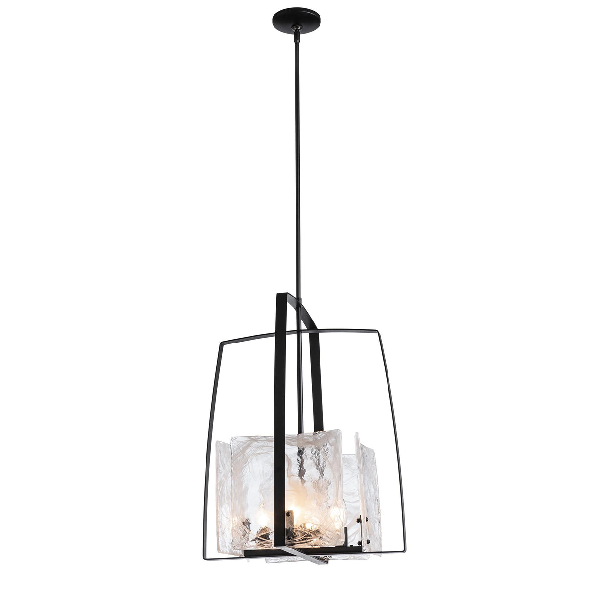 Hubbardton Forge 2021 Black White Swirl Glass (YR) Multi Arc Pendant