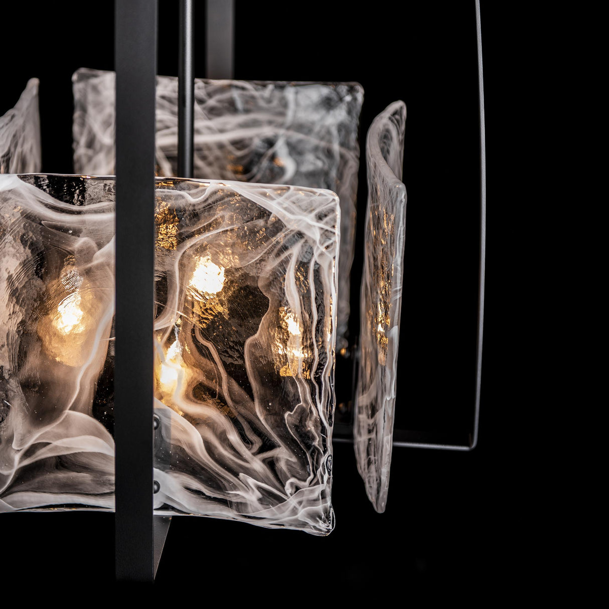 Hubbardton Forge 2021 Black White Swirl Glass (YR) Multi Arc Pendant