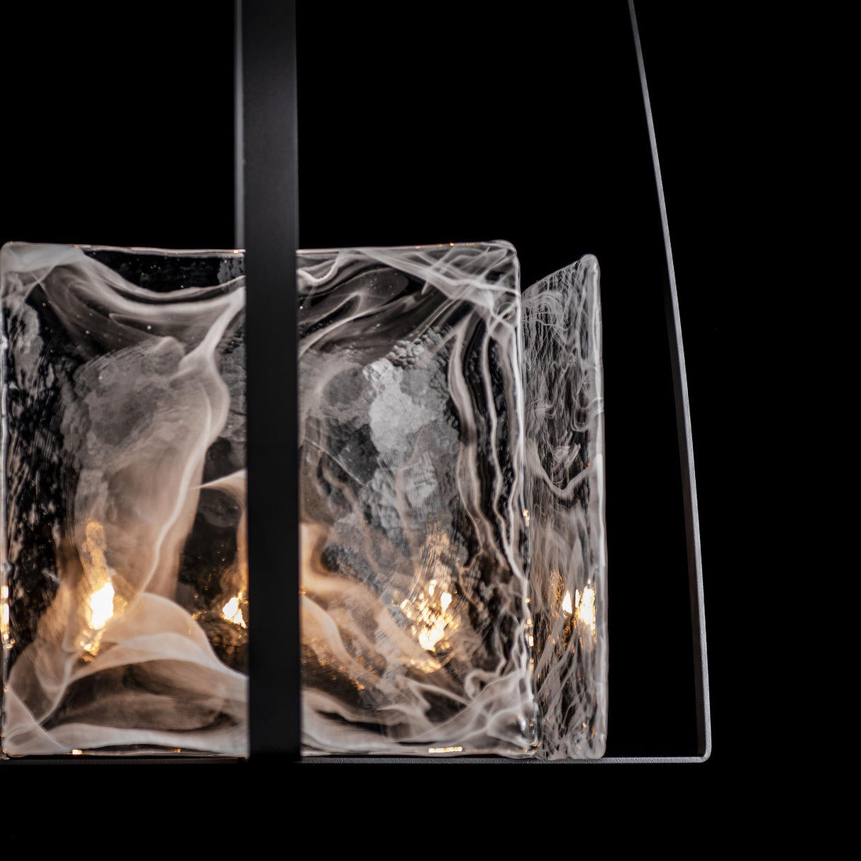Hubbardton Forge 2021 Black White Swirl Glass (YR) Multi Arc Pendant